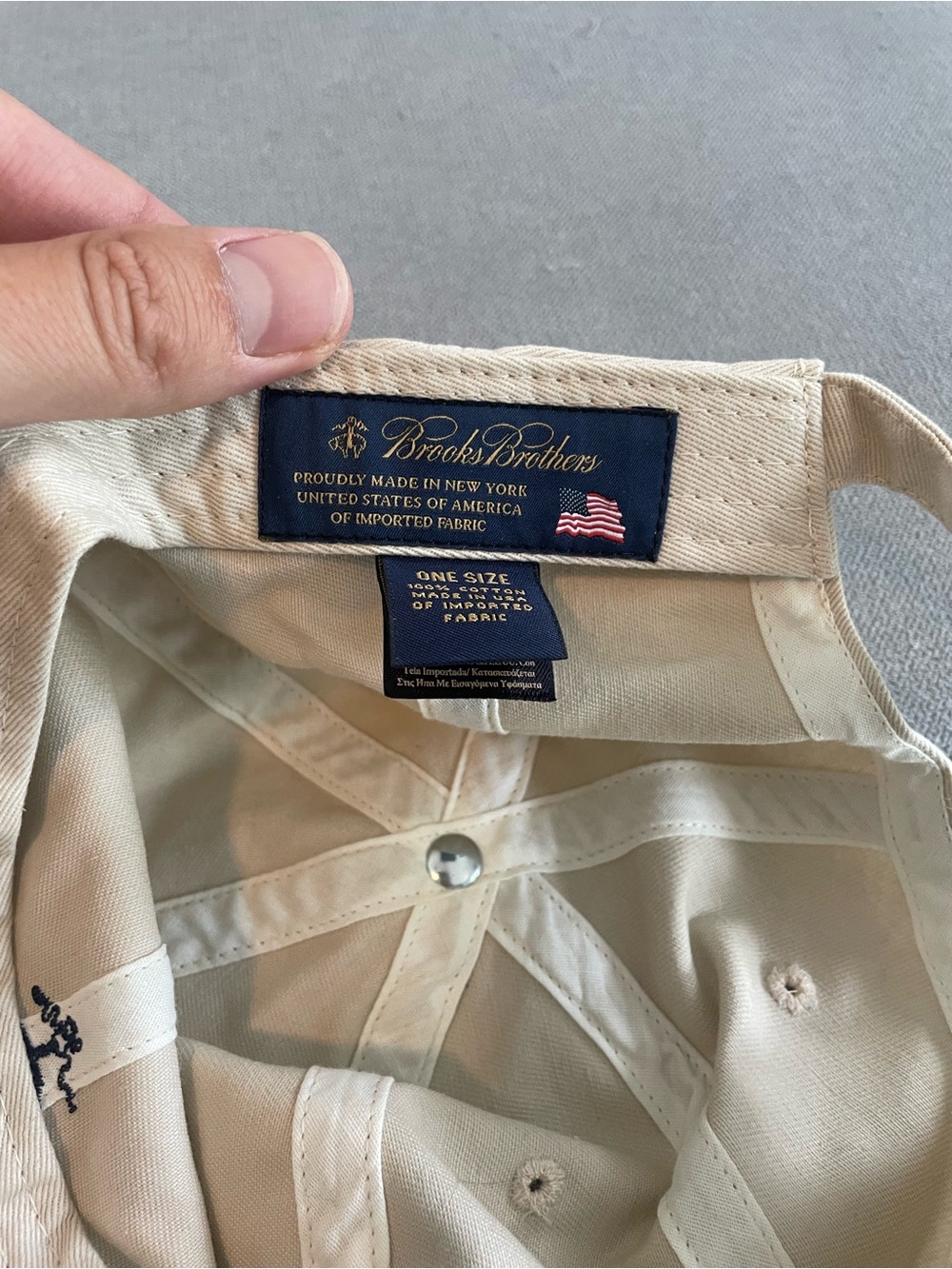 Brooks Brothers baseball cap beige canvas adjustable made in USA - Picture 5 of 5